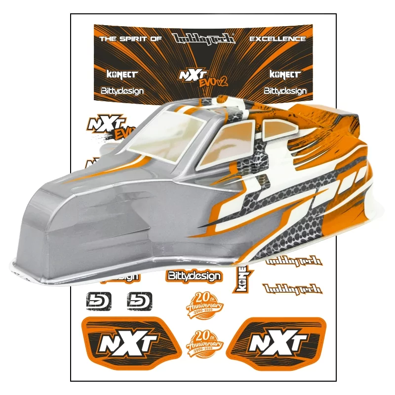 Carrosserie non découpée orange/grise NXT EVO avec stickers