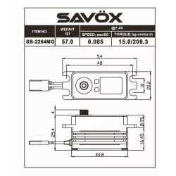 Servo Savox Low Profil HV Brushless 15kg / 0,09sec. 7.4V