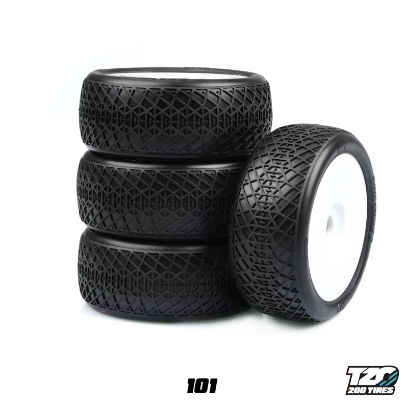 TZO tyres 101- SOFT Pre-Glued Set (White) 4pcs