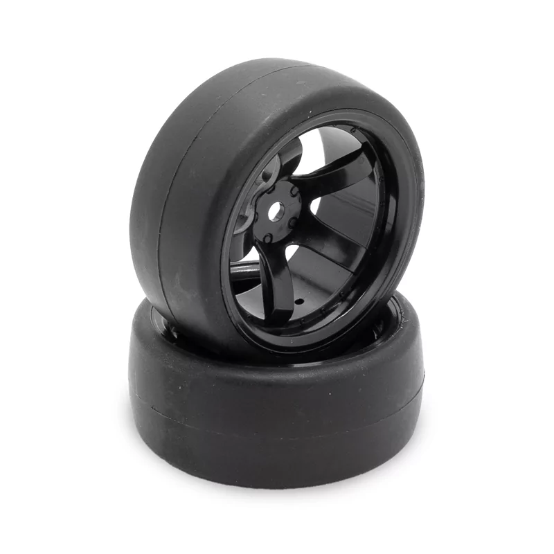 Roue complete noire 5 branches drift déport 9mm (x2)