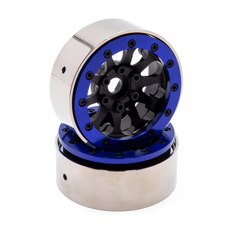 Black/Blue Crawler Alu/Steel 1.9 Beadlock Rim (x2)