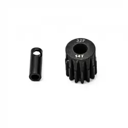 Pignon moteur 32dp ø5mm + adaptateur 3,17mm 14 dents en acier