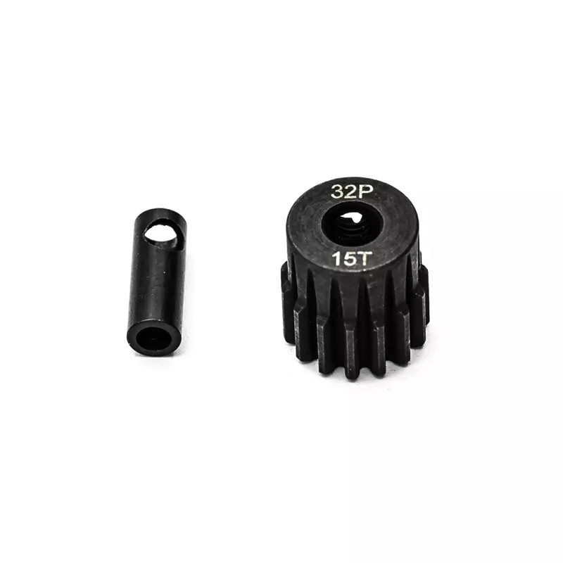 Pignon moteur 32dp ø5mm + adaptateur 3,17mm 15 dents en acier