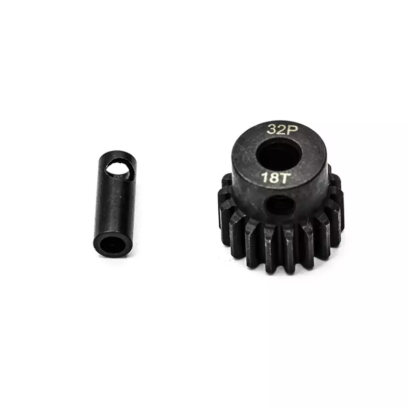 Pignon moteur 32dp ø5mm + adaptateur 3,17mm 18 dents en acier