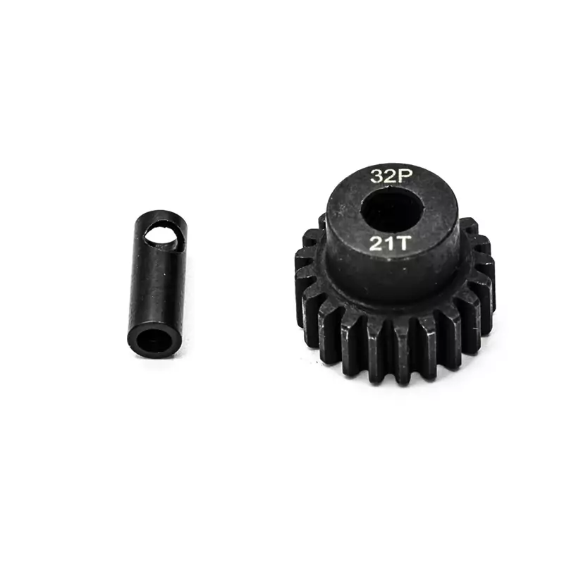 Pignon moteur 32dp ø5mm + adaptateur 3,17mm 21 dents en acier