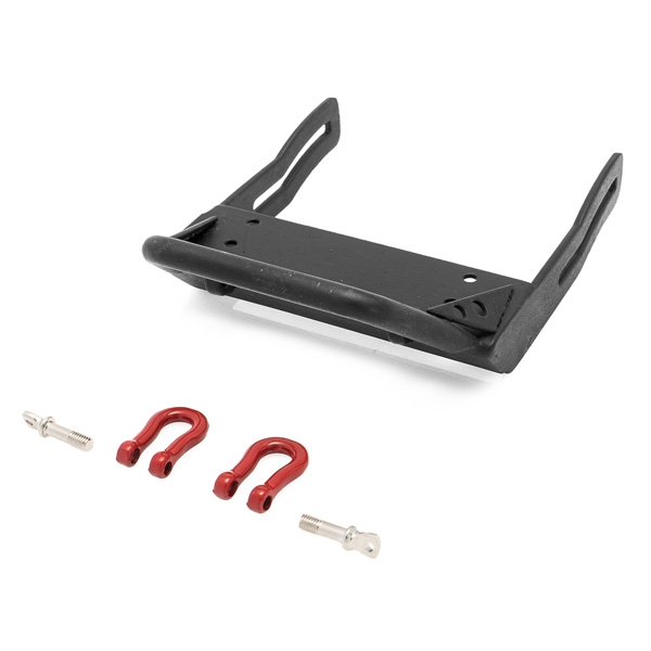 Pare-chocs AV en acier type V SCX10/II + support treuil et manilles Pare-chocs AV en acier type V SCX10/II + support treuil et manilles
