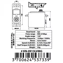 Servo Konect Digital 9kg-0.13s pignons métal