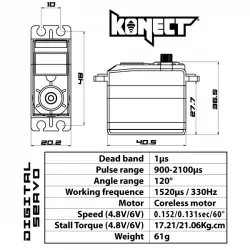 Servo Konect Digital 21kg-013s série Racing 