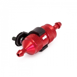 Rouge Filtre a carburant alu (dit a metaux frites) anodise + support