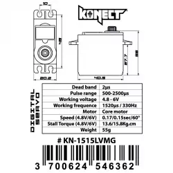 Servo Konect Digital 15kg-015s pignons métal