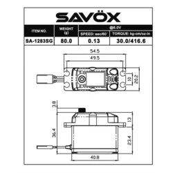 Servo Standard SAVOX DIGITAL / Boitier alu 30kg-0.13s