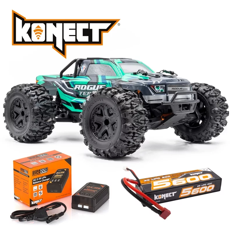 Red Rogue Terra brushless Monster 4WD Pack Battery + charger