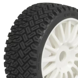 1 / 8 Rallycross Tyres pre glued on white multispoke wheels