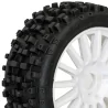 MAXI CROSS 1 / 8 Pre glued BUGGY Tyres on white spokes wheels