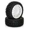 MAXI CROSS 1 / 8 Pre glued BUGGY Tyres on white spokes wheels
