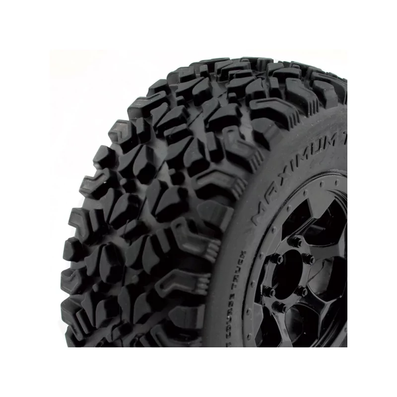 1 / 10 OPTIMO Short Course premounted tyres on black rims